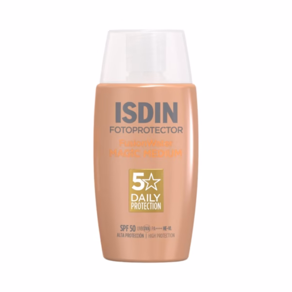 ضد آفتاب رنگی فیوژن واتر ایزدین SPF+50 رنگ مدیوم مناسب پوست چرب 50 میل